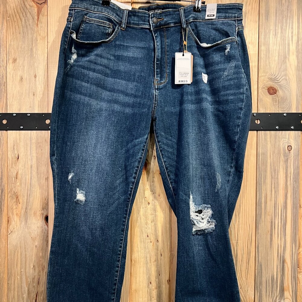 NWT JUDY BLUE Jeans Slim Fit Cuffed Size 22W Dark Wash JB82204DK